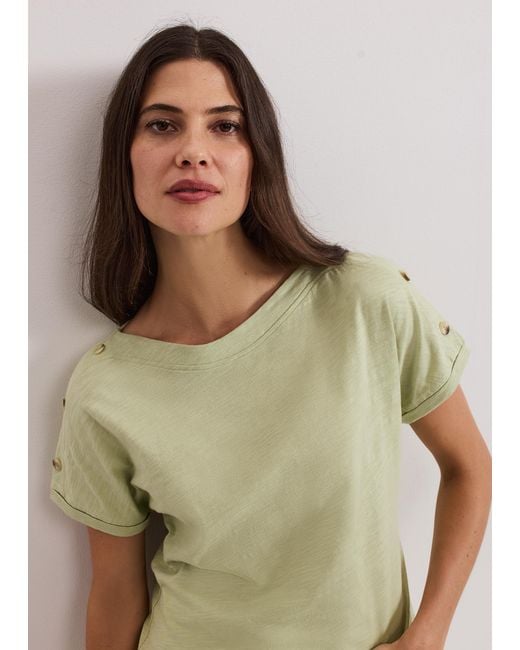 Phase Eight Green Suzie Button Detail Top