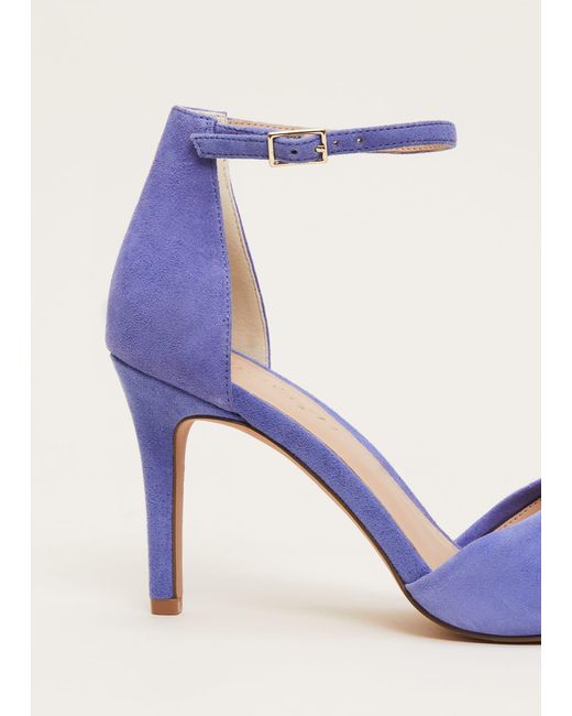 Phase Eight 's Blue Suede Open Toe Heels