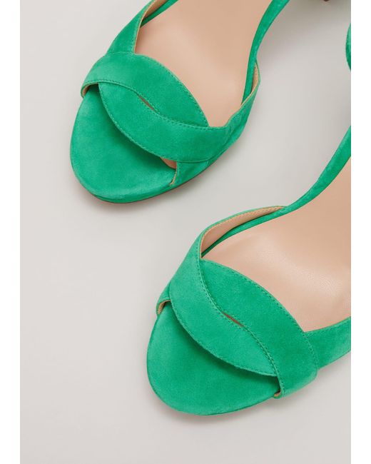 Phase Eight Green 's Suede Crossover Platform Sandal
