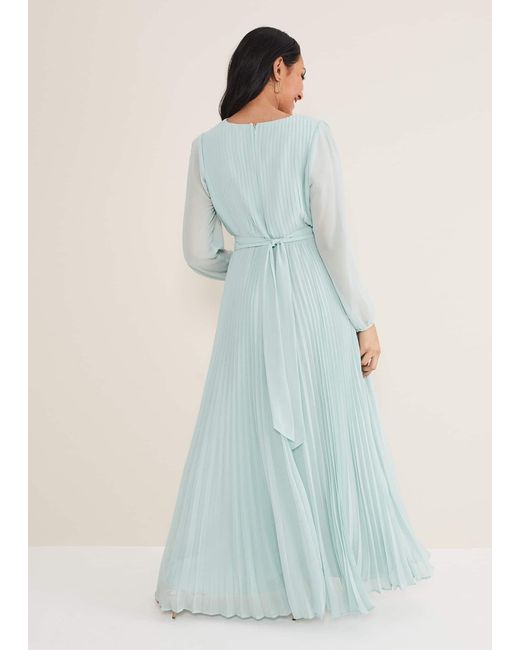 Phase Eight Blue Petite Alecia Pleated Maxi Dress