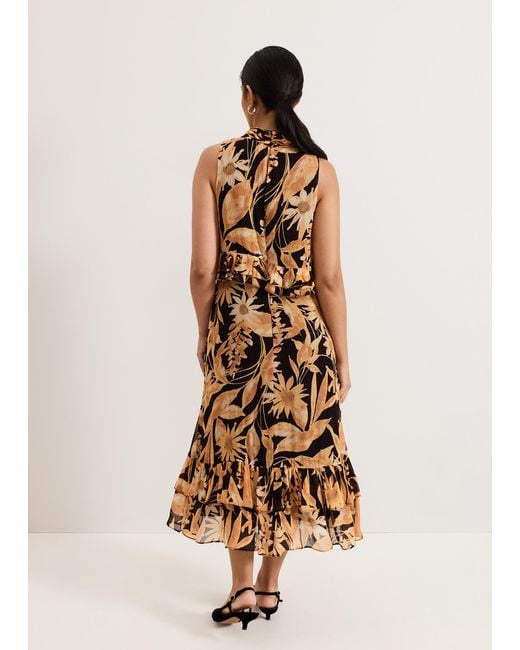 Phase Eight Natural Petite Alma Printed Double Layer Dress