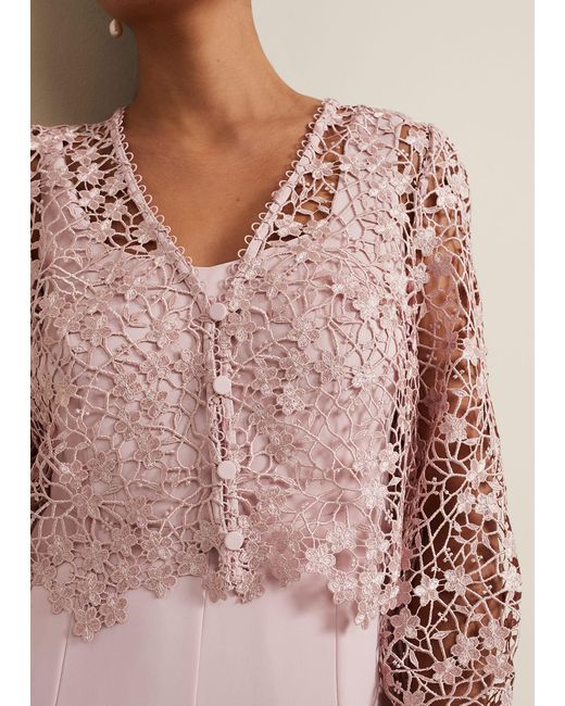 Phase Eight 's Petite Mariposa Pale Pink Lace Jumpsuit