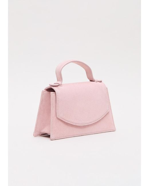 Phase Eight Pink Suede Top Handle Bag