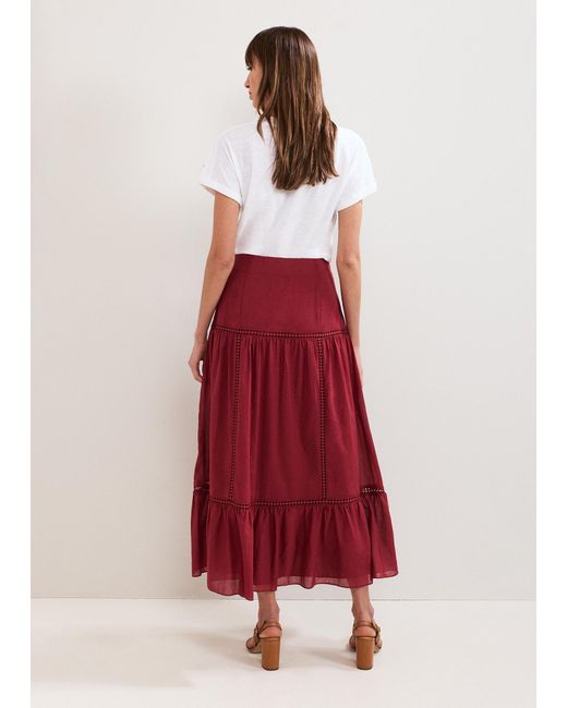 Phase Eight Red Kyla Trim Maxi Skirt