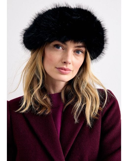 Phase Eight Black Faux Fur Headband