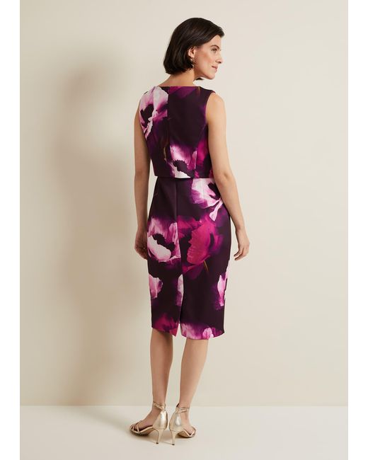 Phase Eight Pink Christie Printed Scuba Midi Dress