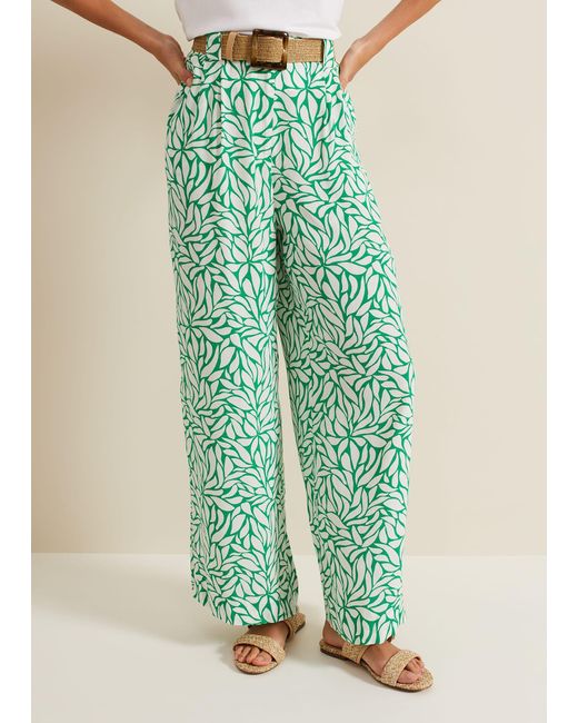 Phase Eight Green 's Nylah Printed Wide Leg Trouser