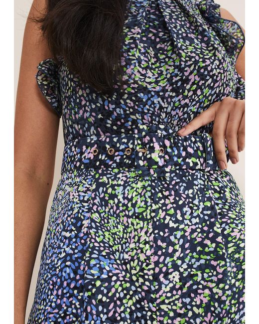 Phase Eight Blue 's Petite Maggie Ruffle Printed Jumpsuit