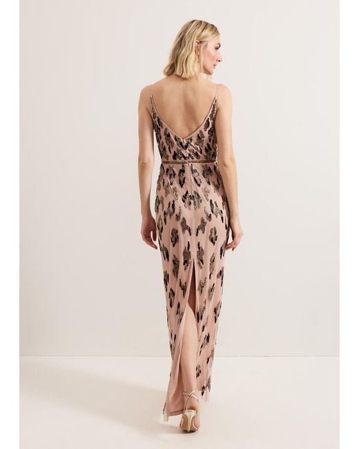 Phase Eight Natural Vienna Beaded Maxi Dress