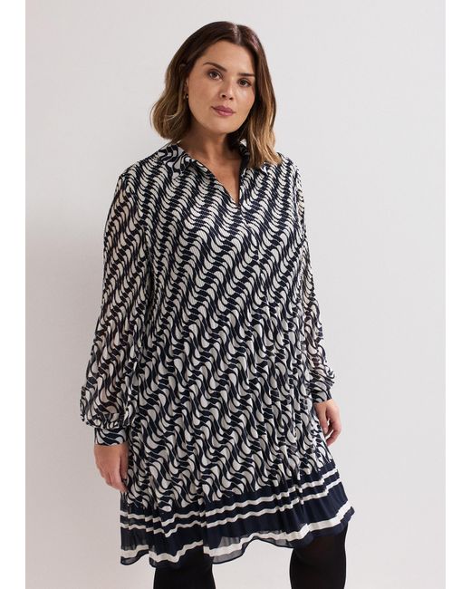 Phase Eight Gray Eleanor Geo Swing Pleated Dress