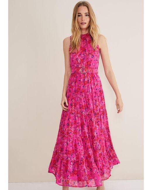 Phase Eight Pink 's Kara Floral Tiered Maxi Dress