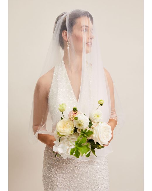 Phase Eight White 's Short Double Tier Veil