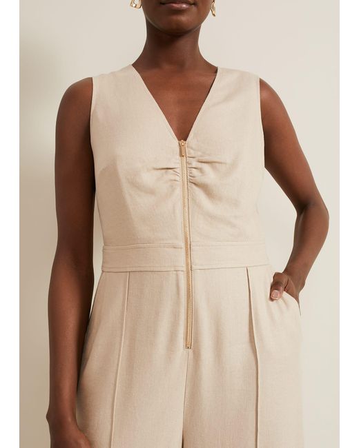 Phase Eight Natural 's Fraya Zip Front Jumpsuit