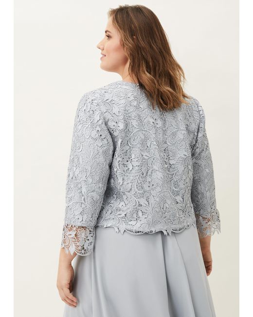 Phase Eight Gray Luisa Lace Occasion Jacket