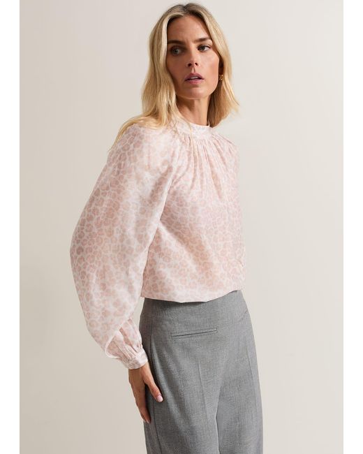 Phase Eight Pink Aila Animal Print Blouse