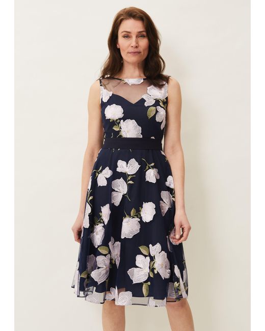 Phase Eight Charlotte Floral Embroidered Dress in Blue Lyst UK