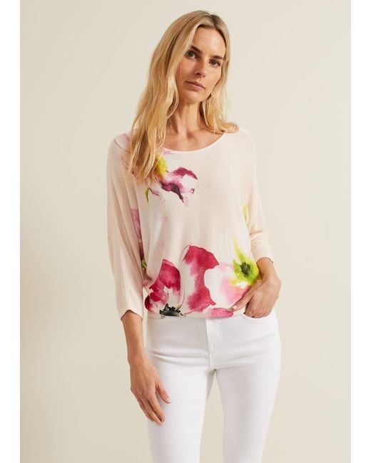 Phase Eight Pink 's Erika Floral Placement Jumper