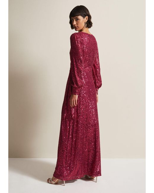 Phase Eight Red 's Amily Pink Sequin Maxi Dress