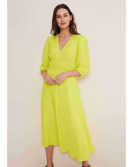 Phase Eight Yellow Lina Midi Dress