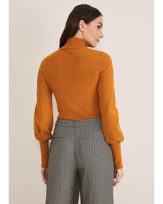 Phase Eight Orange Gwyneth Balloon Sleeve Fine Knit Jumper