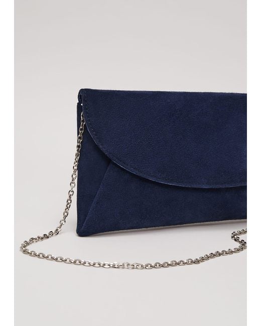 Phase Eight Blue 's Suede Clutch Bag