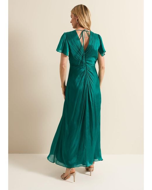 Phase Eight Green Abbey Satin Maxi Dress