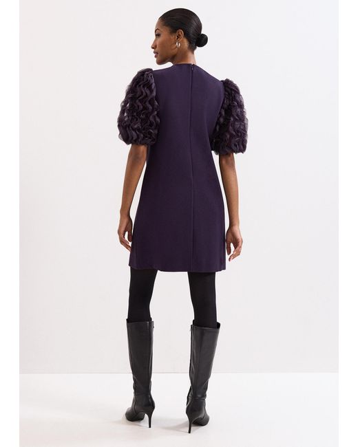 Phase Eight Purple Aida Puff Sleeve Dress