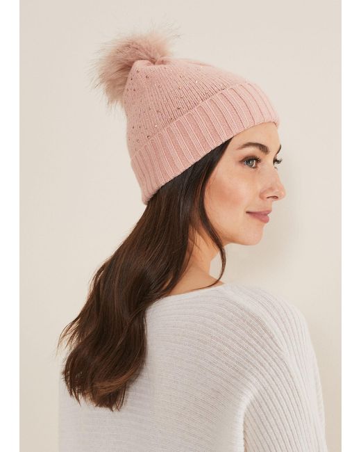 Phase Eight Natural Sparkle Bobble Hat