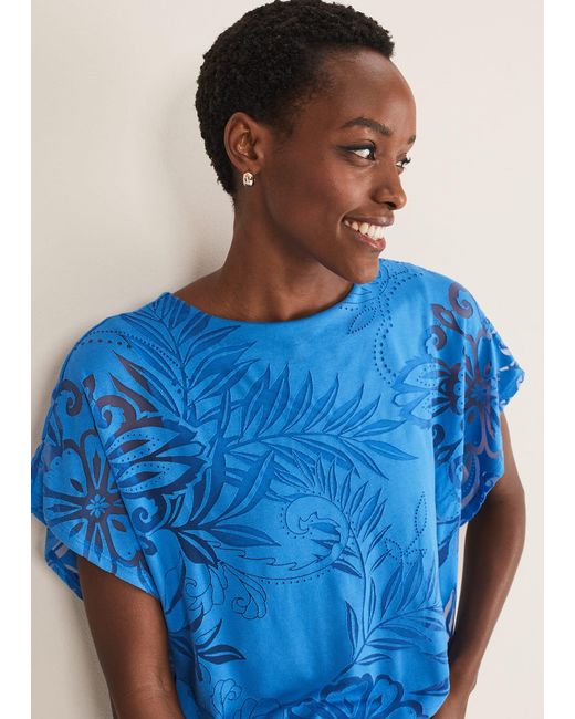Phase Eight Blue Rubi Burnout Top