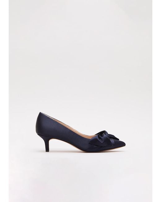 Phase Eight Blue Satin Knot Front Kitten Heel