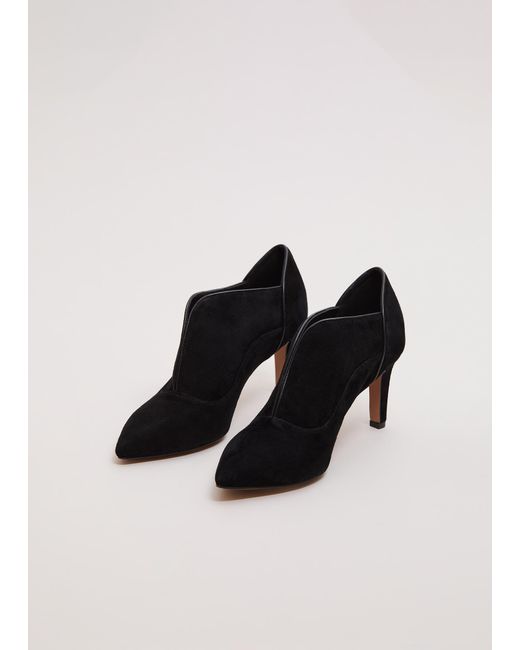 Phase Eight Black Suede Split Front Shoe Boot