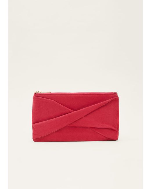 Phase Eight Red Suede Clutch Bag