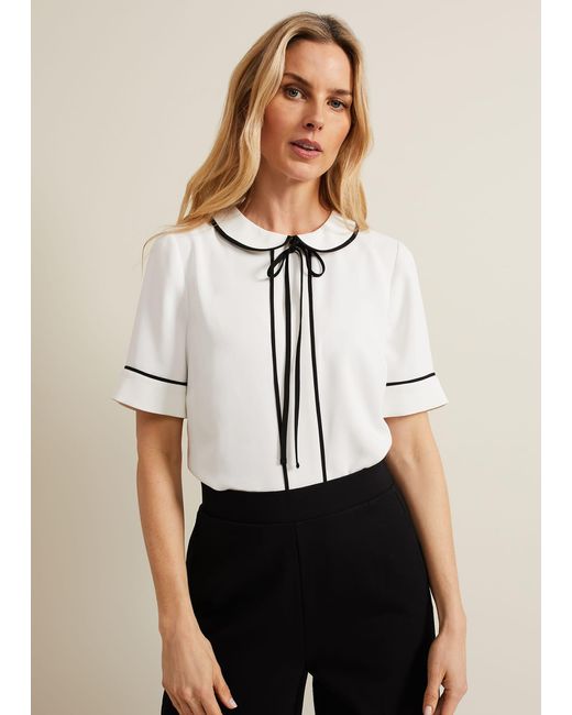 Phase Eight Natural 's Carys Contrast Piping Blouse