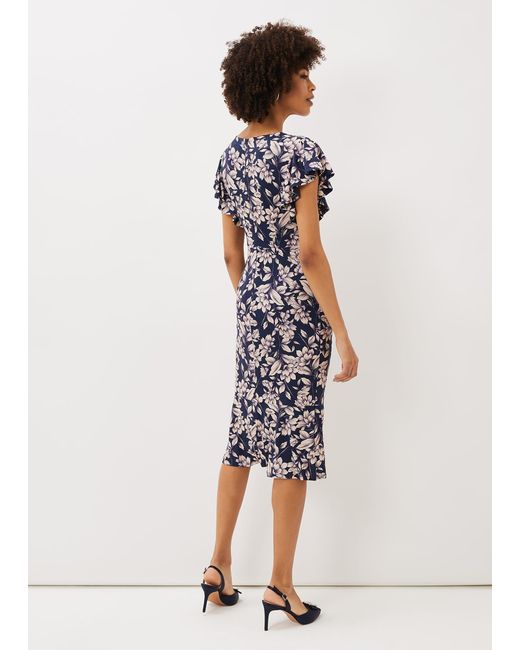 Phase Eight Blue Zendaya Floral Jersey Dress