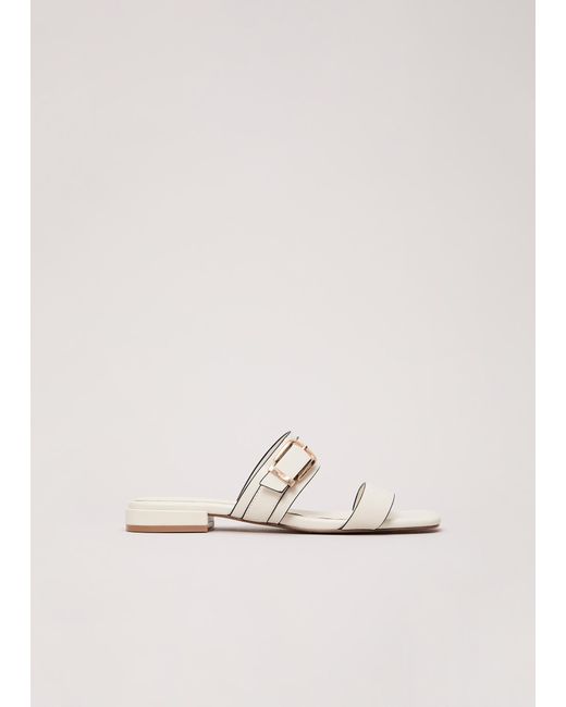 Phase Eight Natural Leather Buckle Detail Flat Sandals