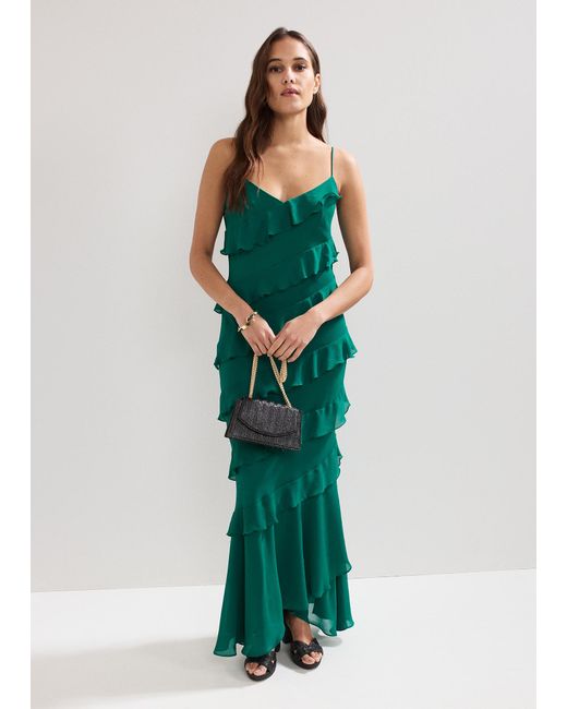 Phase Eight Green Keegan Ruffle Strappy Maxi Dress