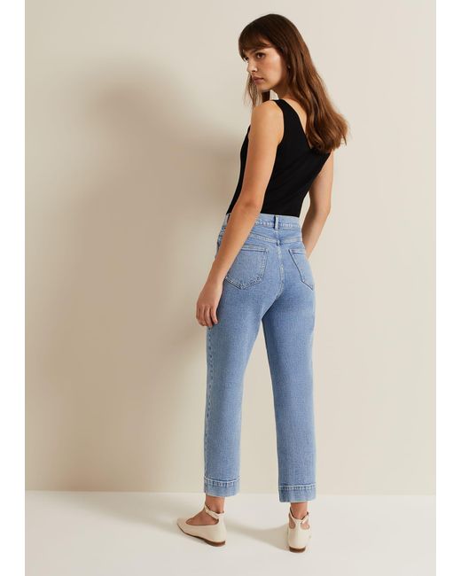 Phase Eight Blue 's Lexi Mid Wash Crop Straight Jean
