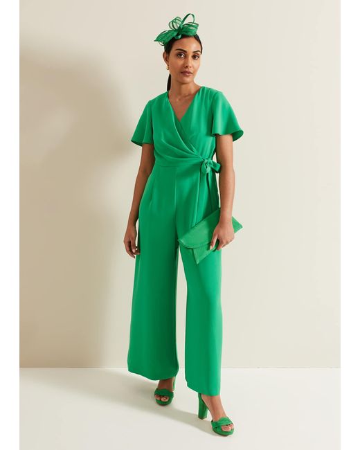 Phase Eight 's Petite Julissa Green Wide Leg Jumpsuit