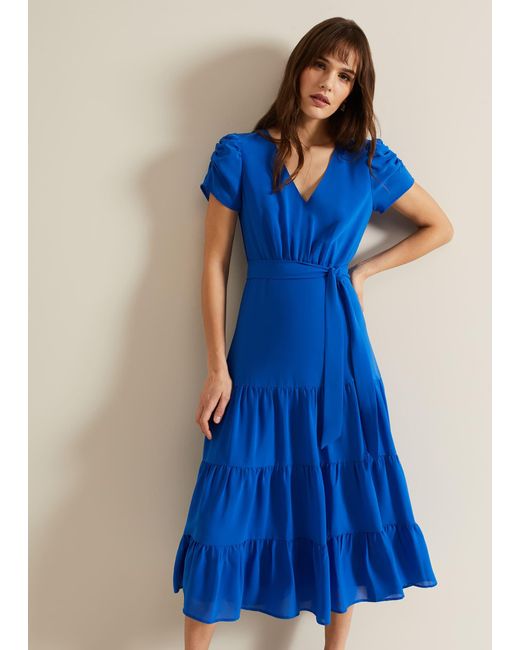 Phase Eight Blue Lola Tiered Dress