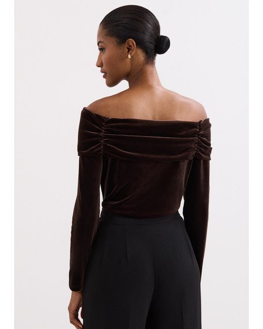 Phase Eight Black Orelia Velvet Bardot Top