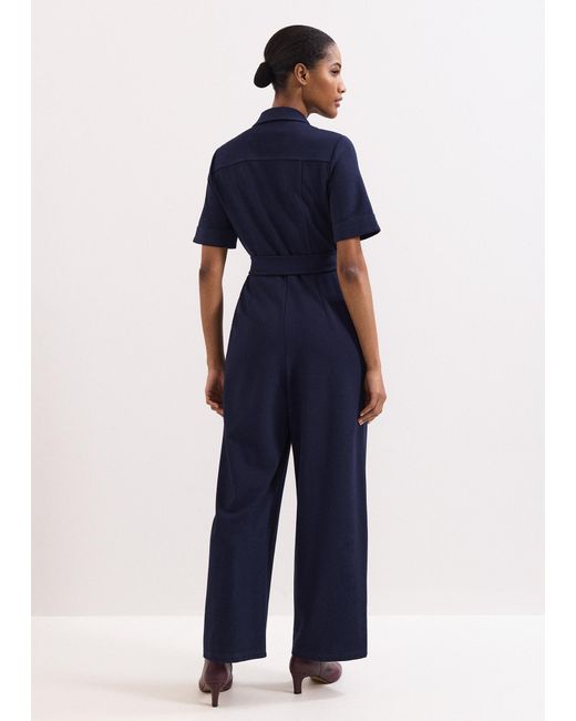 Phase Eight Blue Tabitha Ponte Zip Jumpsuit