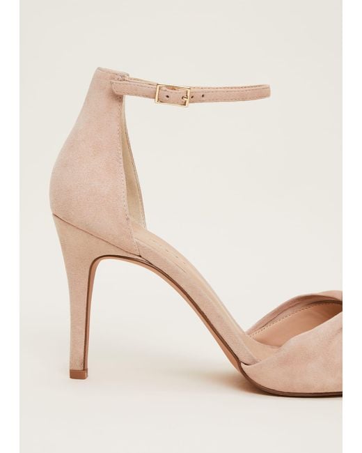 Phase Eight Natural 's Nude Suede Open Toe Heels