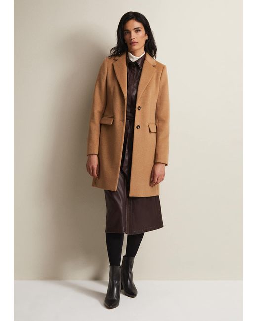 Phase Eight Natural 's Lydia Camel Wool Smart Coat