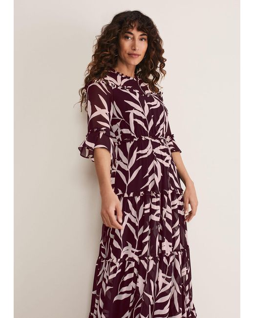 Phase Eight Black Amber Leaf Tiered Dress