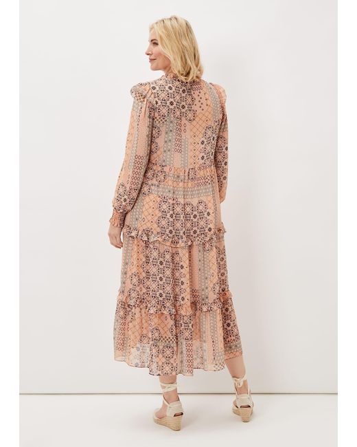 Phase Eight Pink Ailsa Geometric Print Chiffon Midi Dress