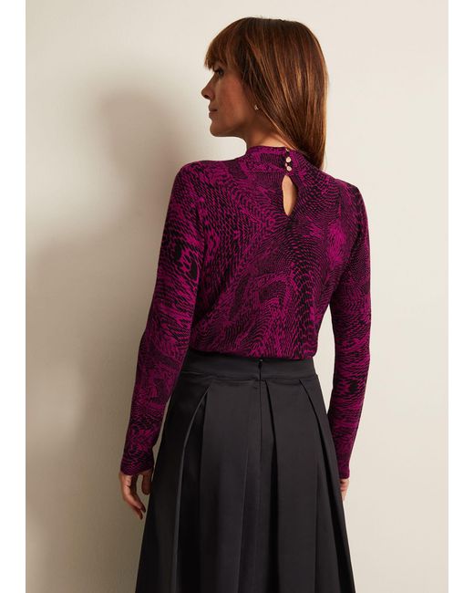 Phase Eight Purple Livetta Snake Print Top