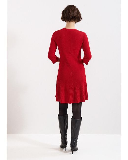 Phase Eight Red Rachel Fit And Flare Ribbed Swing Dress