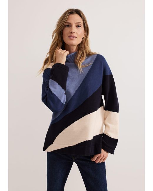 Phase Eight Blue 's Sabrina Swirl Jacqaurd Jumper