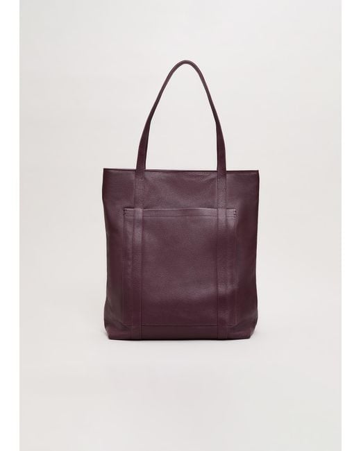 Phase Eight Purple Leather Shopper Tote