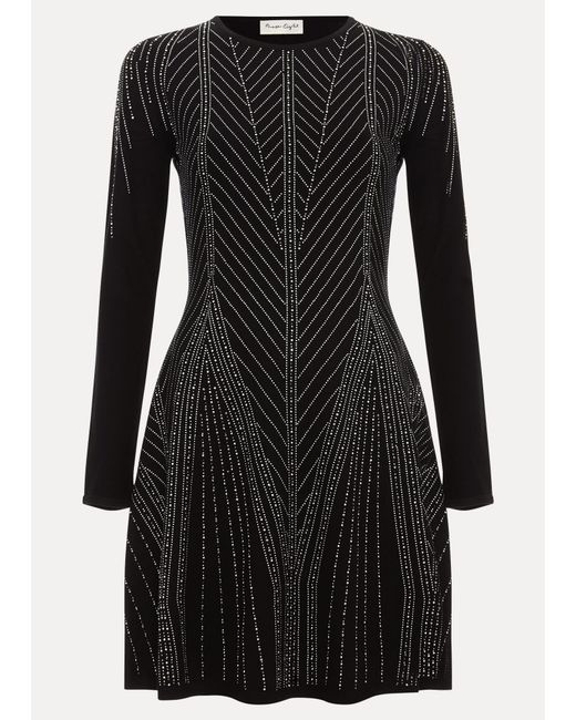 Phase Eight Black Lexie Studd Flippy Hem Dress
